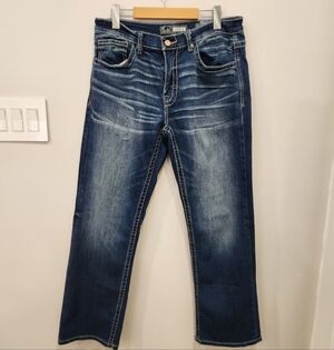 Buckle BKE Mens 32x30 Faded Thick Stitch Tyler Stretch Straight Leg Denim Jeans